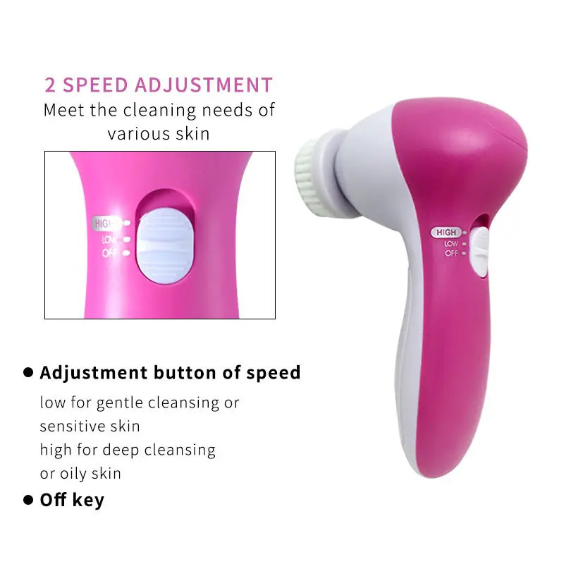 5 in 1 Electric Facial Cleaner Brush Blackhead Remover Massager Skin Care Tool