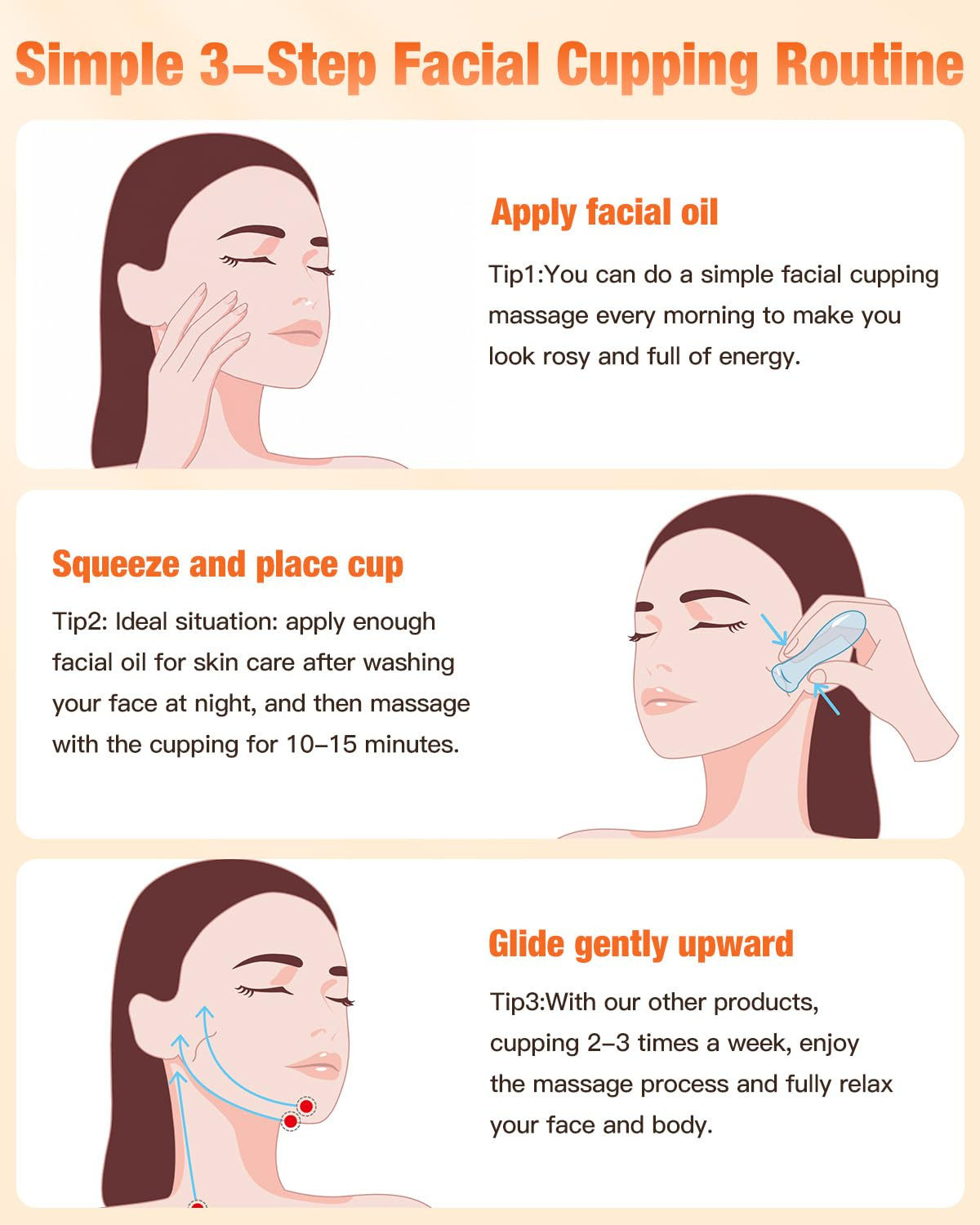 Facial Cupping Set for Face, 4 Clear Silicone Facial Cups, Face Cupping Tool wit