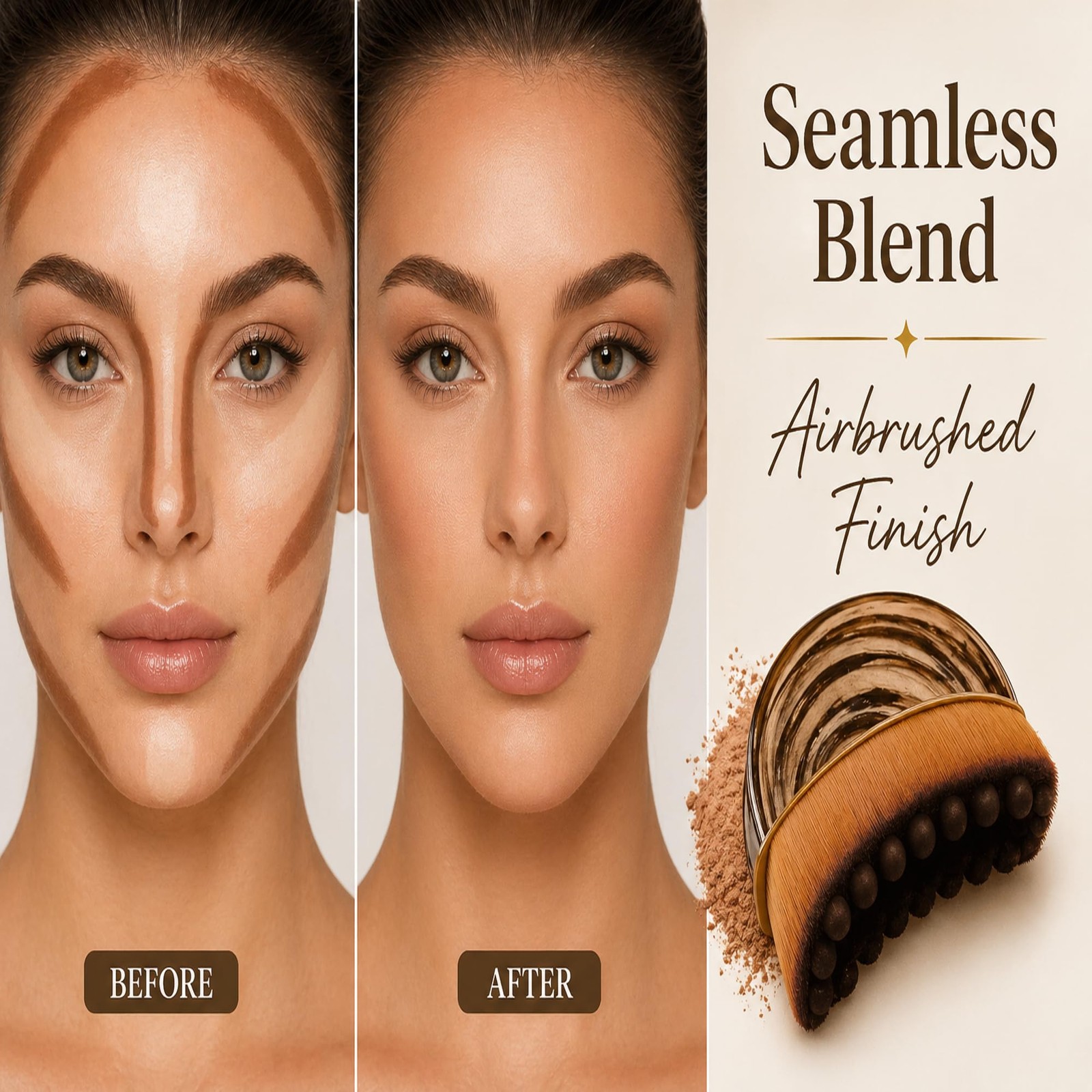 Lymphatic Drainage Face Brush Set of 2 Ultra Soft Facial Sculpting Brown