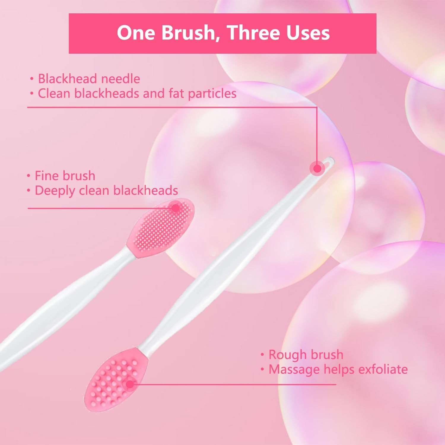 Pore Cleansing Facial Silicone Brush, Double-Sided Lip Mixed Color