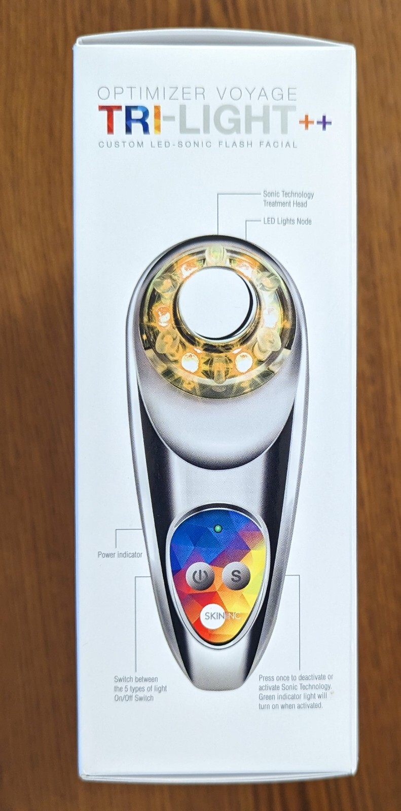 SKININC OPTIMIZER VOYAGE TRILIGHT CUSTOM LED -SONIC FLASH FACIAL CHROME SEE DESC