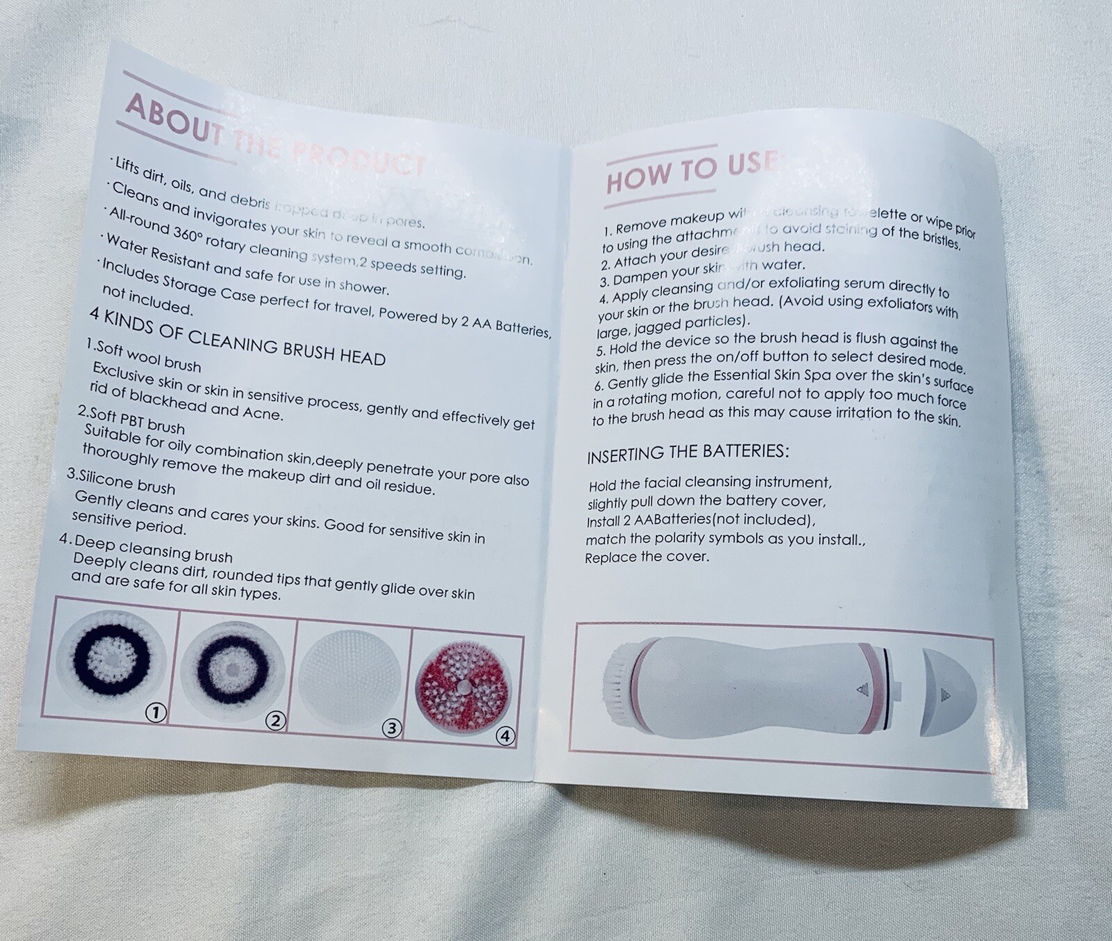 CLSEVXY – Essential Skin Spa – Facial Cleansing System New W/O Box Pink. A9