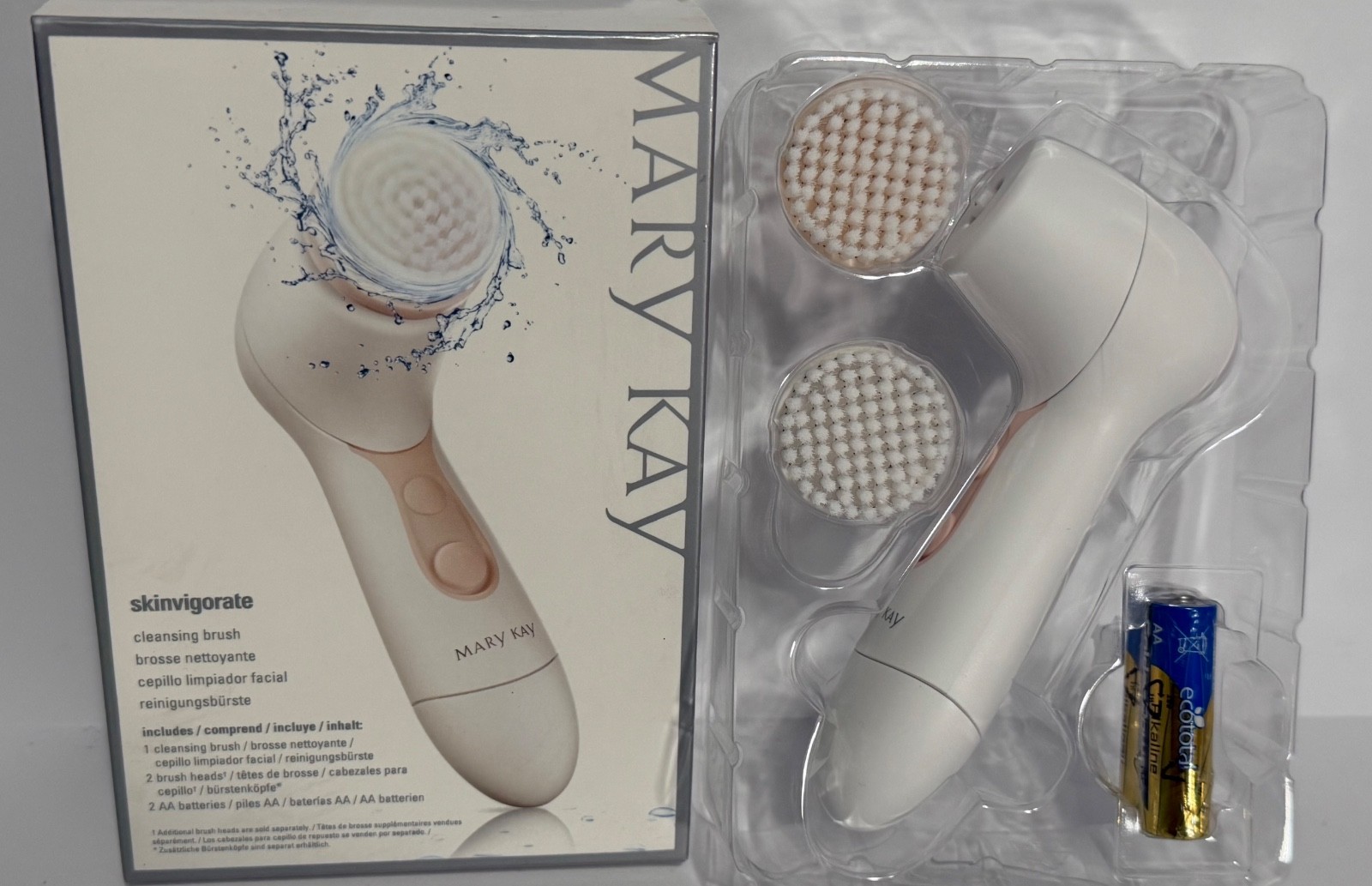 Mary Kay Skinvigorate Sonic Skin Care System Face Cleansing Brush 2 Heads +BONUS