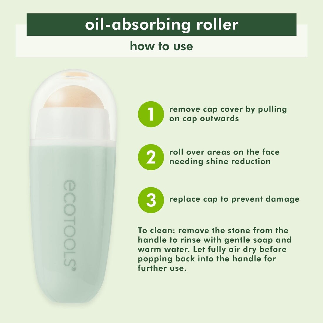 EcoTools Oil absorbing Reusable Matifying Stone Facial Roller