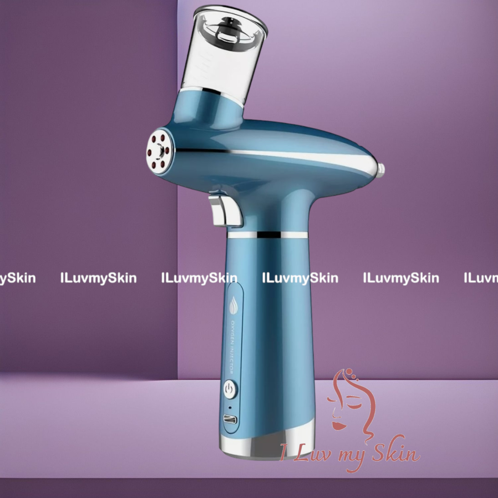Face Steamer Oxygen Injector with Red Blue Light Deep Cleansers