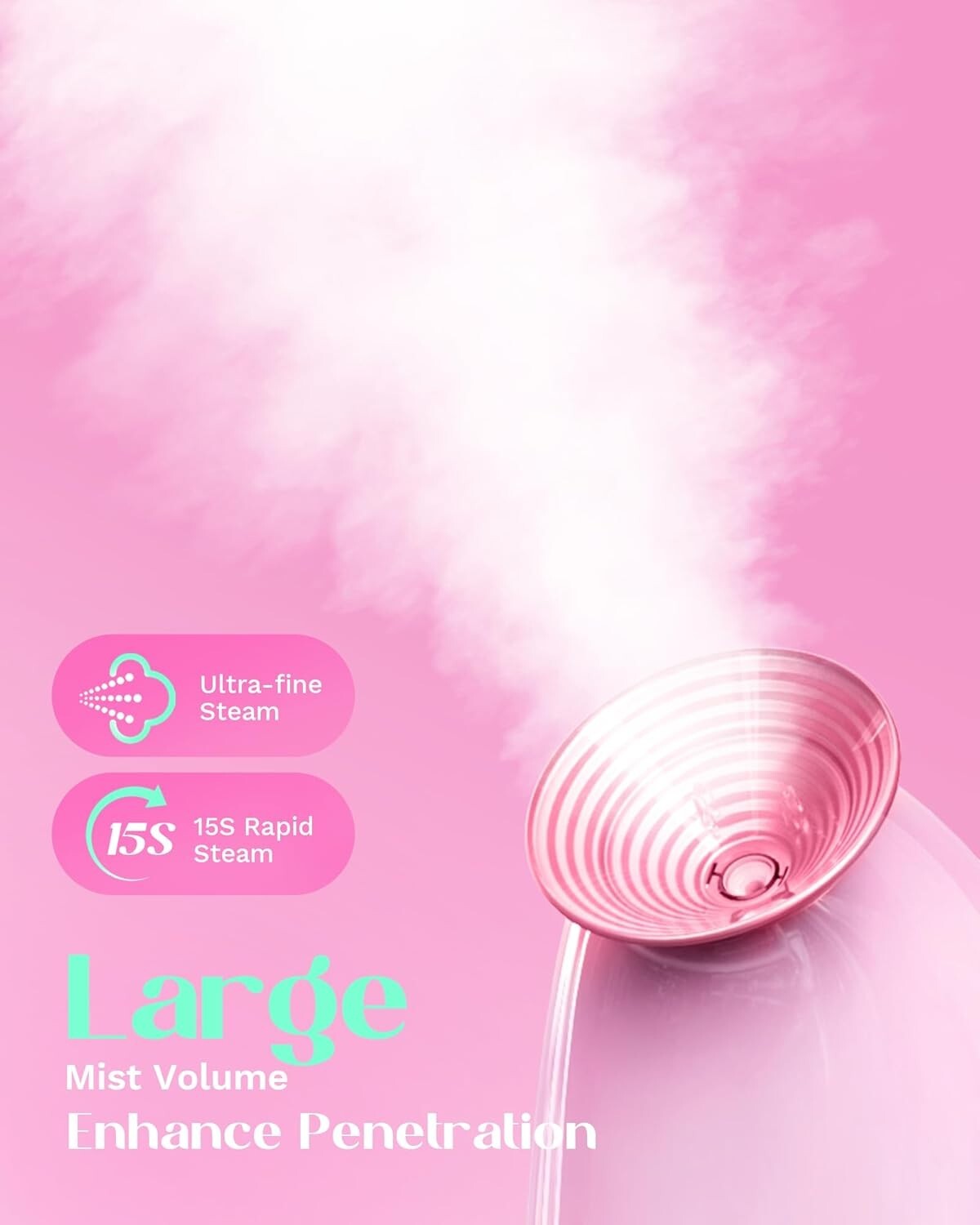 Wavytalk Nano Ionic Facial / Face Steamer for Hydrating Skin Care* KD2331 * Pink