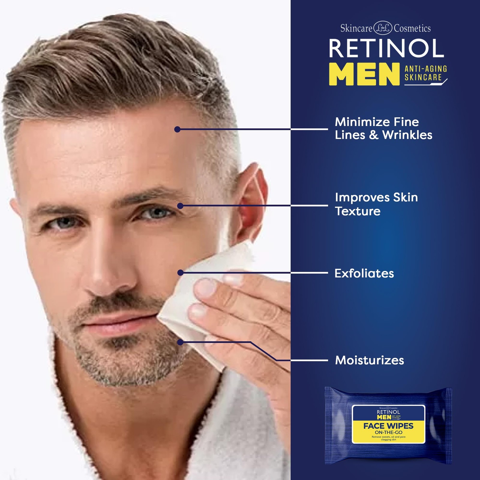 LIVAURA Retinol Face Wipes for Men, Individually Wrapped 30 Count (Pack of 1)