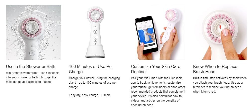 Clarisonic Mia Smart 3-in-1 App Connected Sonic Facial Beauty Device – PINK