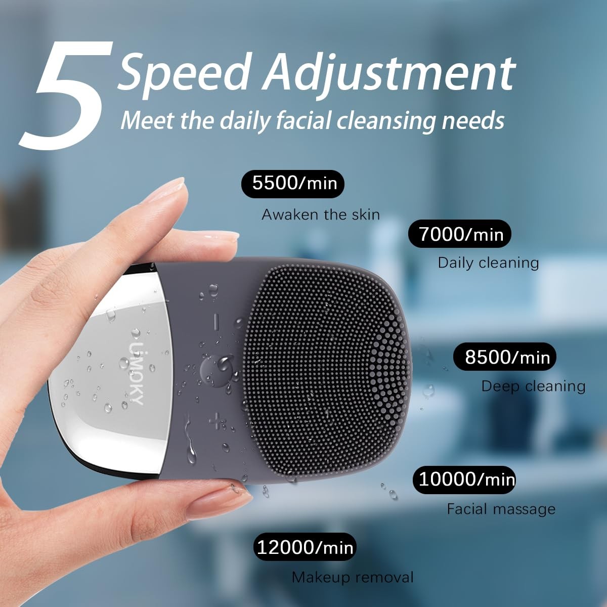 Facial Cleansing Brush, 3-in-1 Electric Silicone Face Scrubber, Vibrating Mas…