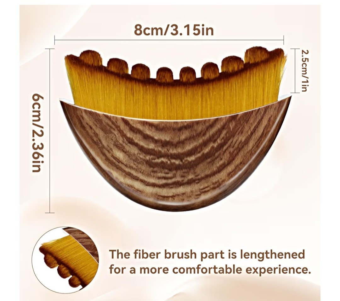 Facial Brush for Contouring & Lymphatic Drainage, Fiber, Brown/Yellow, Compact