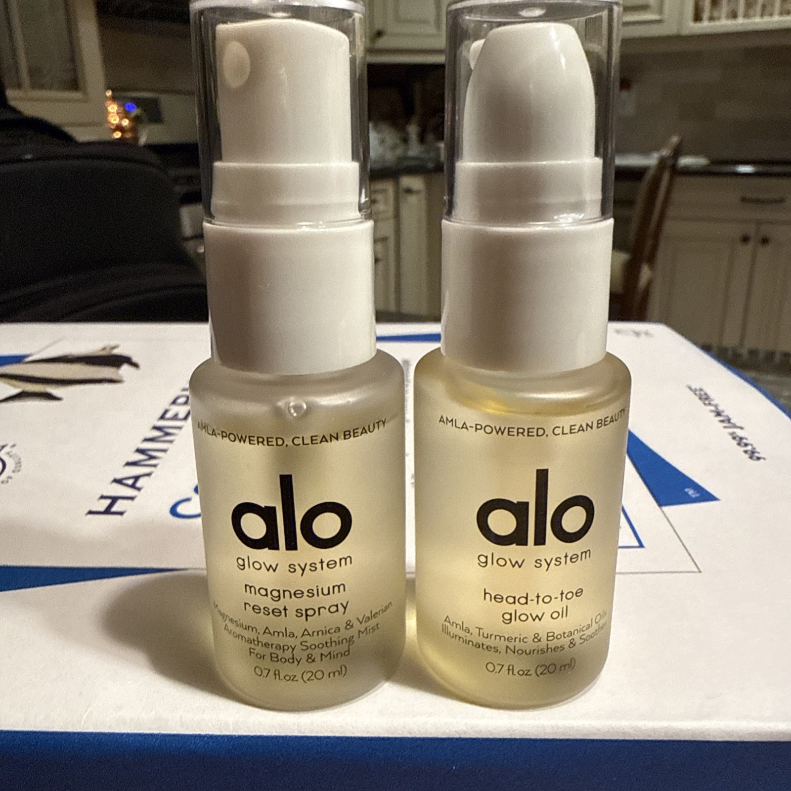 Alo Best Seller Mini Duo Glow System Magnesium Reset Spray & Glow Oil New .7 oz