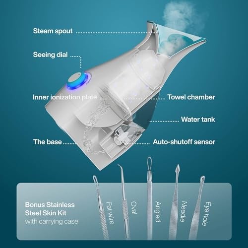 NanoSteamer Large 3-in-1 Nano Ionic Facial Steamer with Precise Temp Teal