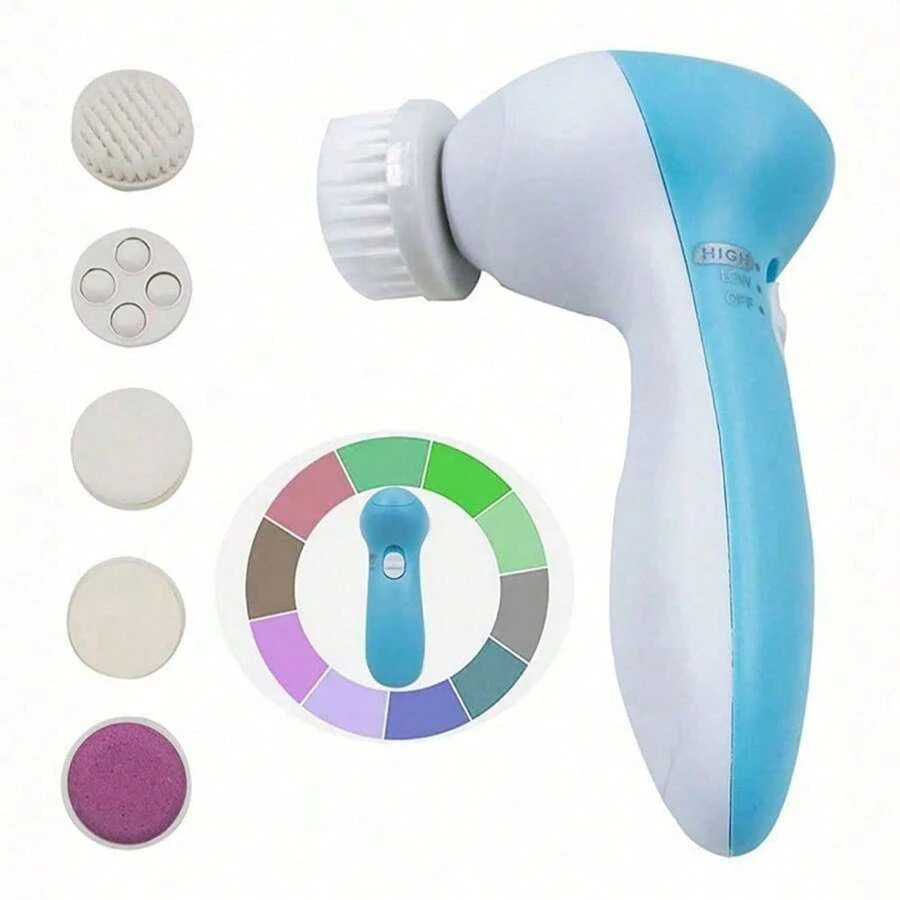 5-in-1 Electric Facial Cleansing Brush – Waterproof Face Scrubber & Massager Kit
