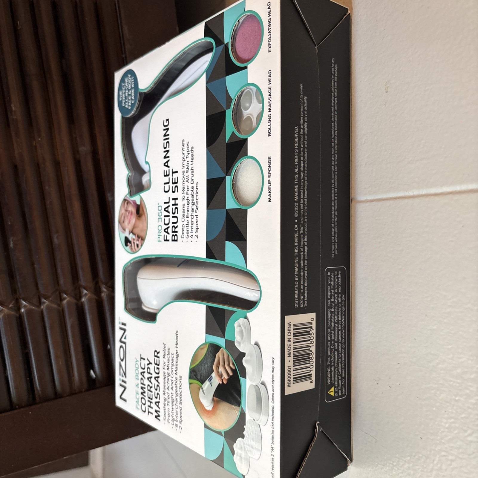 Nixon Face & Body Compact Therapy Massager & Facial Cleansing Brush Set New