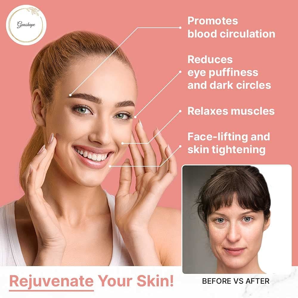 GUASHAPE Natrual Rose Quartz Gua Sha Facial Tools | Guasha A)