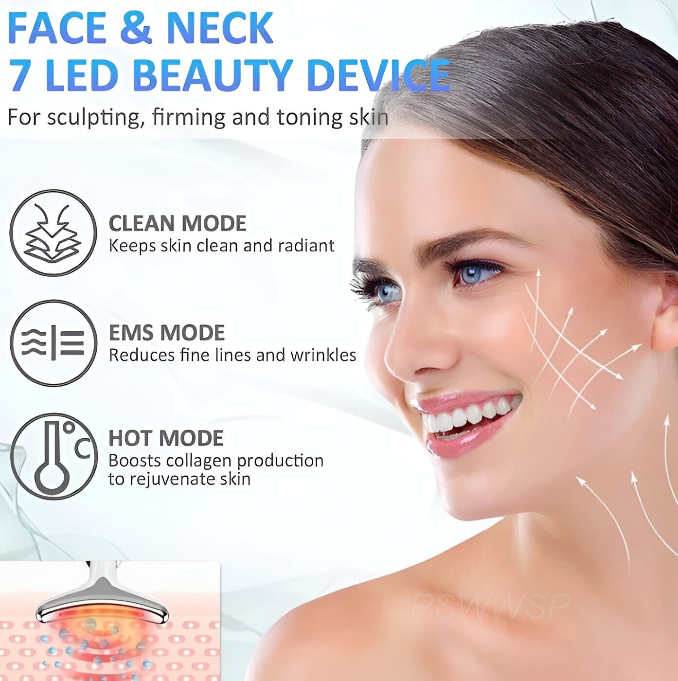 7 Color LED Face & Neck Massager EMS Anti-Wrinkle Skin Tightening Beauty Device