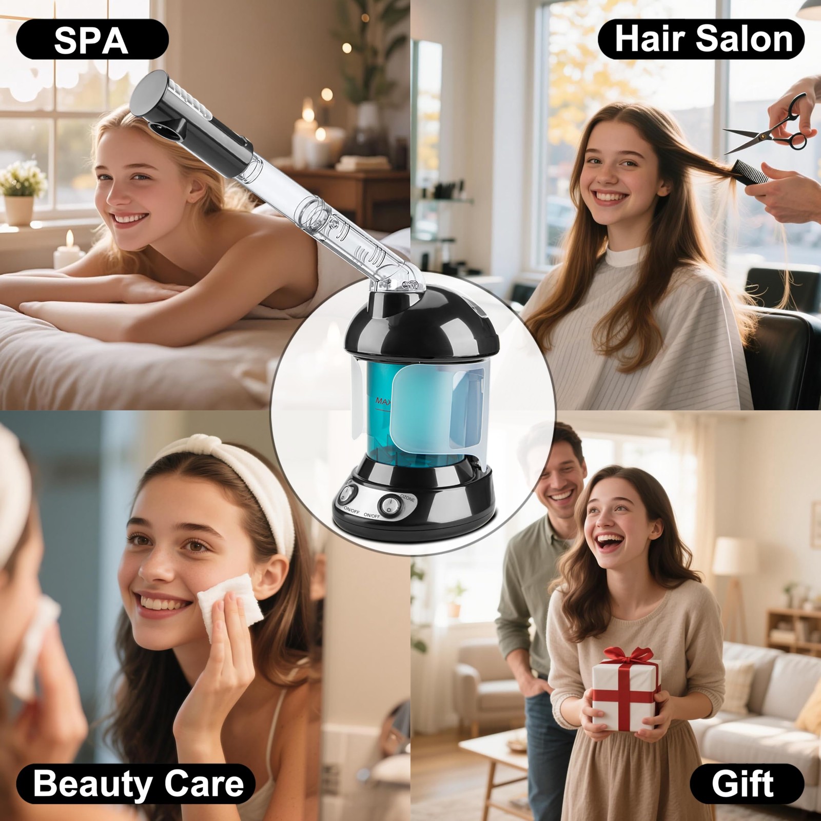 2-in-1 Hair and Face Steamer, Hair Steamer Humidifier for Deep Conditioning &…