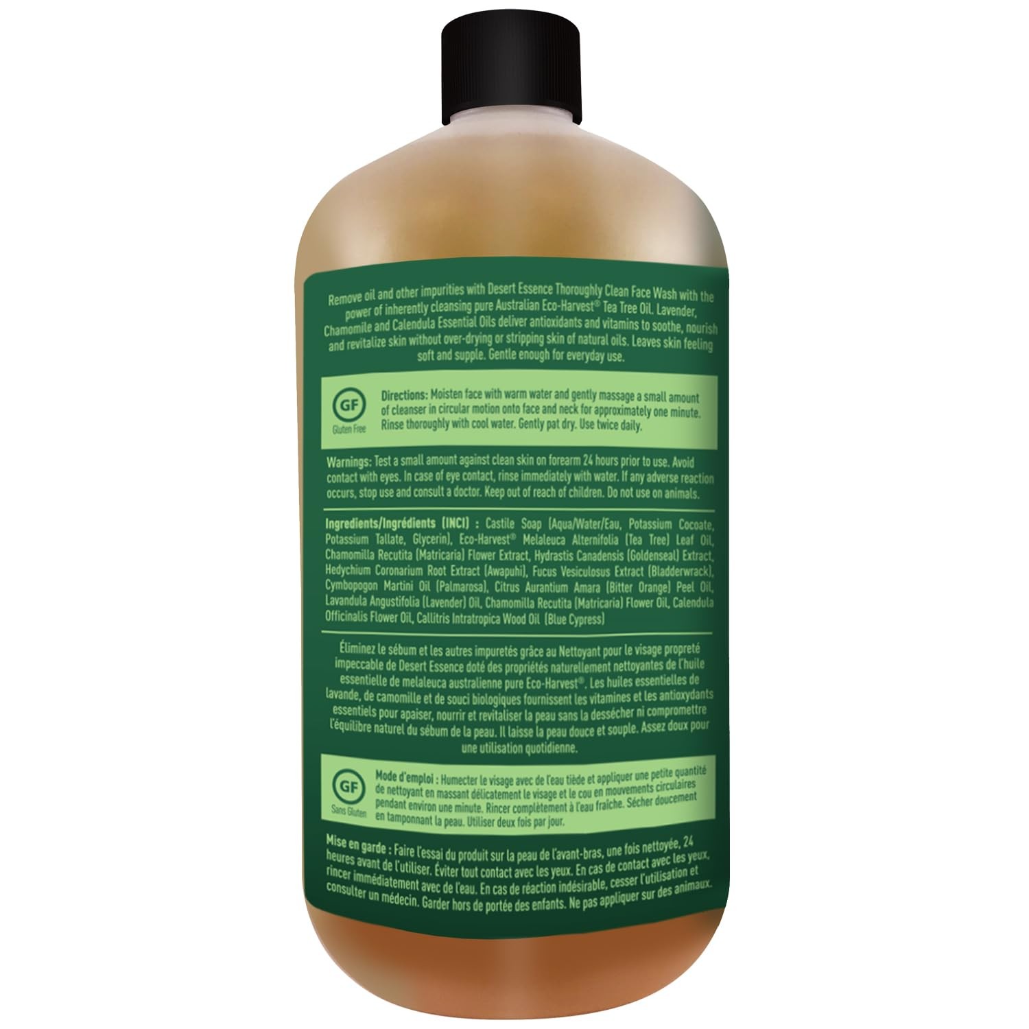Desert Essence Tea Tree Face Wash 32 fl oz – 32 Fl Oz (Pack of 1), Clear