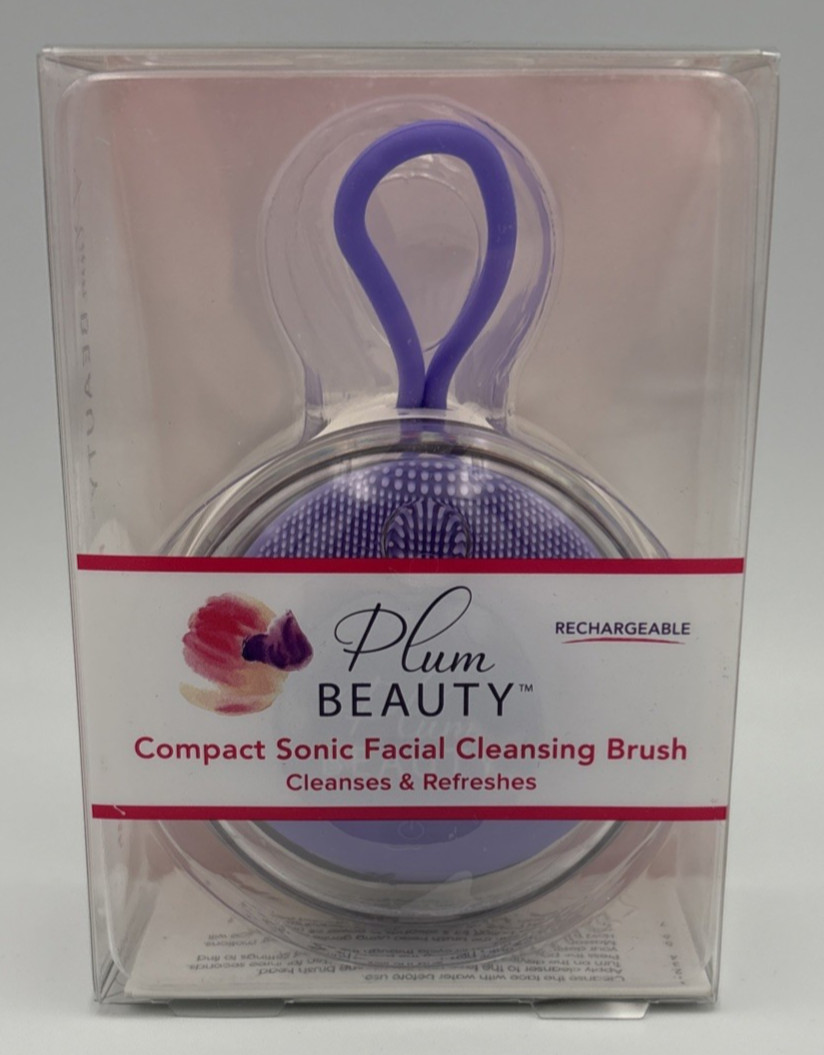 Plum Beauty Compact Sonic Facial Cleansing Brush Rechargeable, Purple