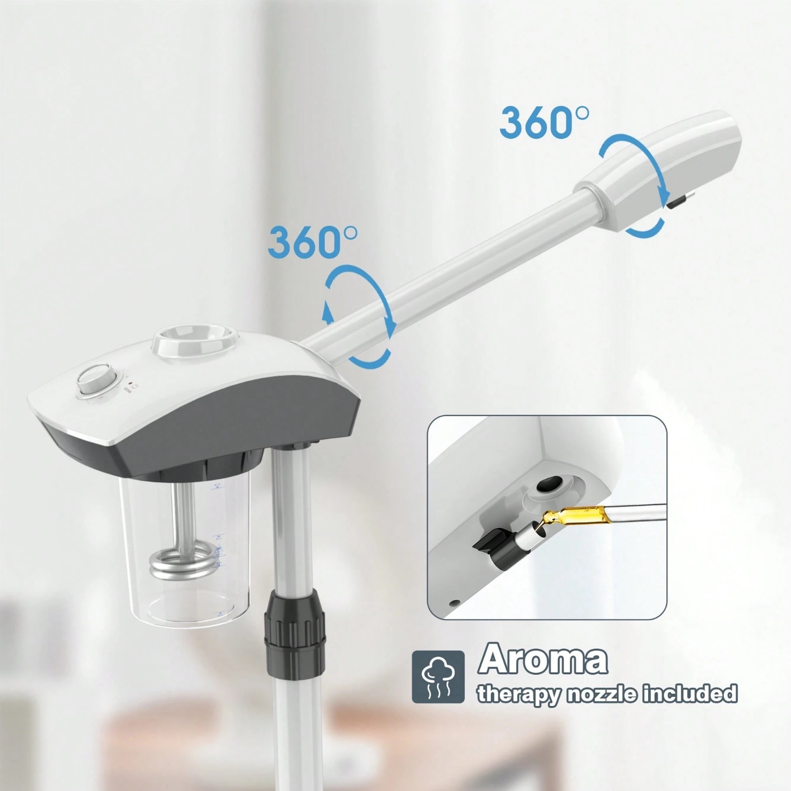 2-in-1 Facial Steamer 3X Magnifying Lamp Rolling Spa Salon Timer