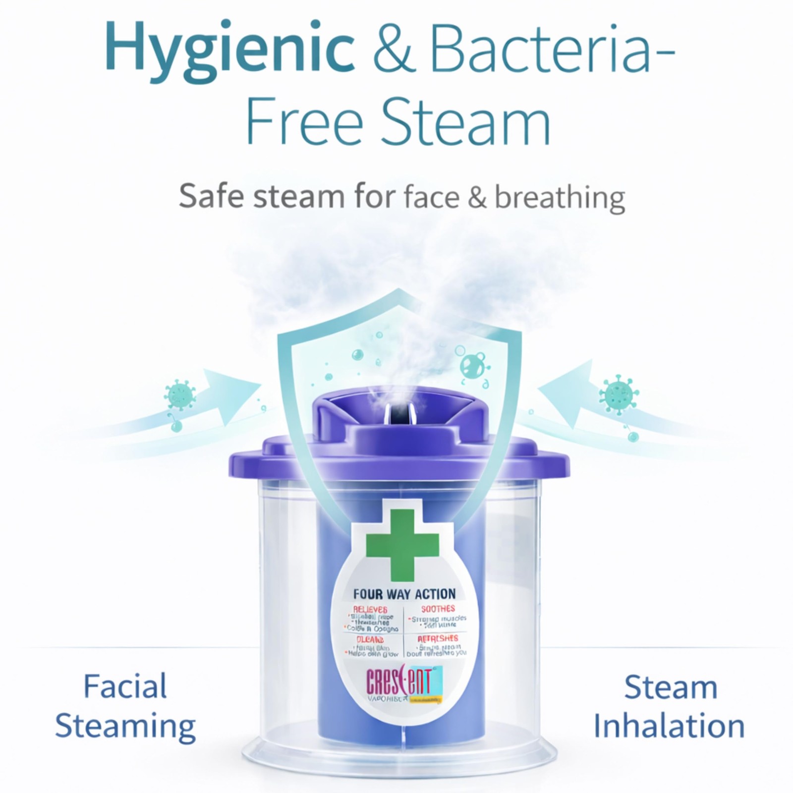 Crescent Portable Face Steamer for Cold Relief – Lightweight & Easy to Clean