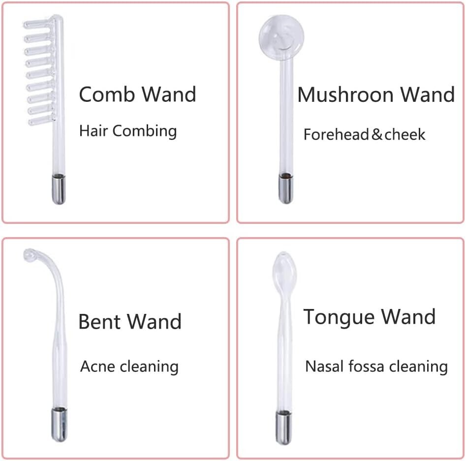 High F requency Facial Machine Wand 4 Pieces Tubes Set Portable Handheld Skin