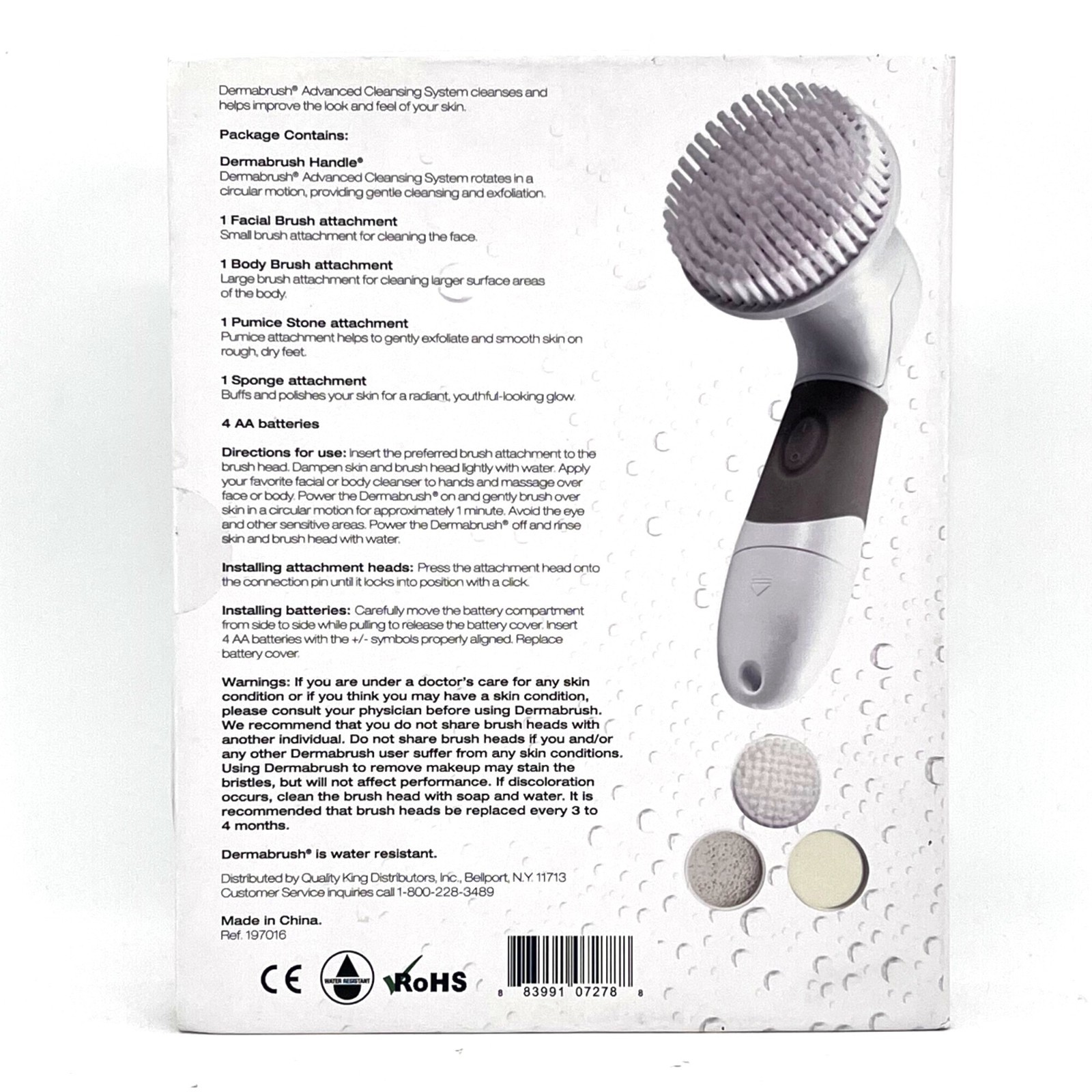 Dermabrush Advanced Skin Cleansing System With 4 Attachments Brush Pumice Sponge