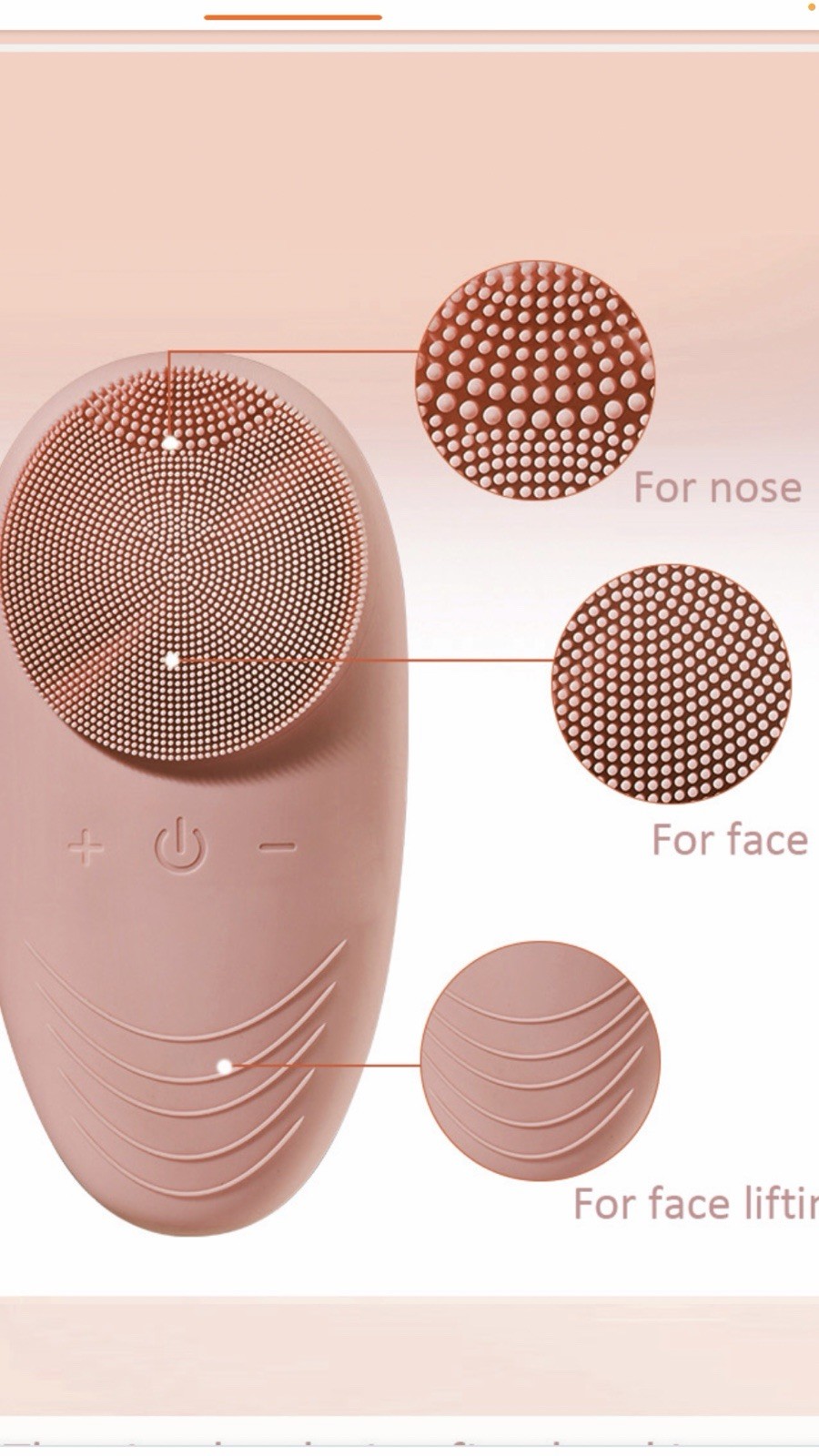 Rechargeable Silicone Electric Facial Brush for Pores & Face Lifting, Pink