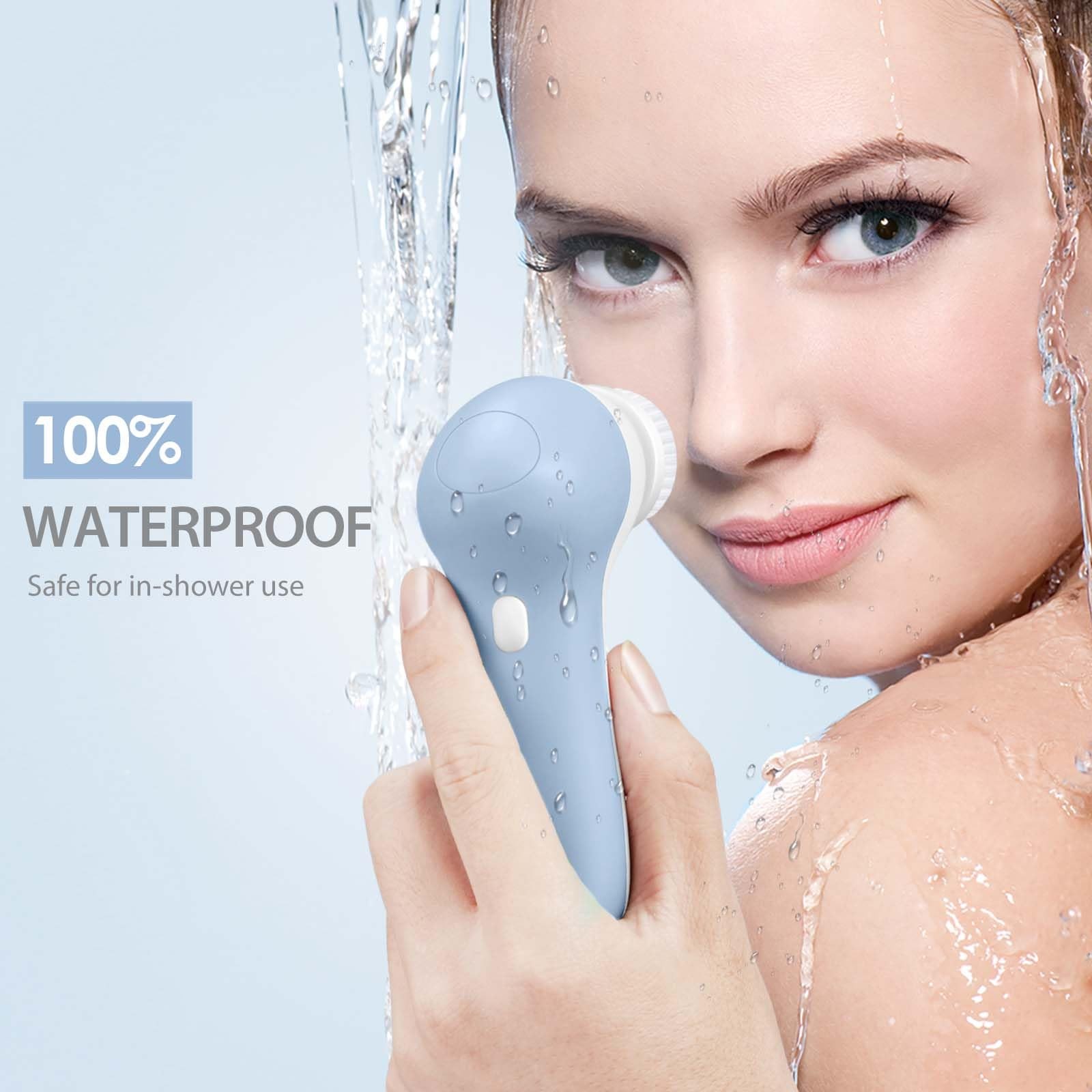 Rechargeable Cleansing Spin Brush Set with 7 Exfoliating Brush Heads – Comple…