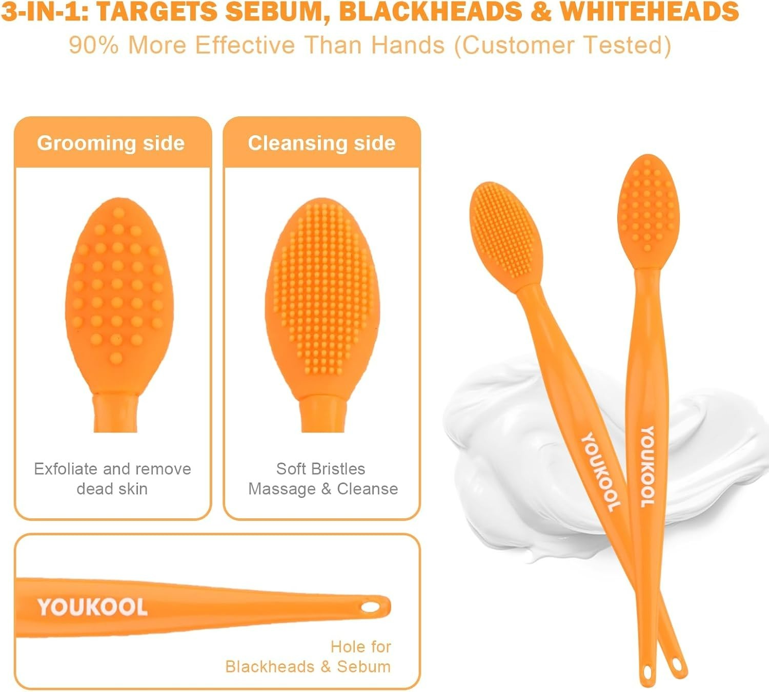 Pore Cleansing Silicone Facial Brush | Face Scrubber & Massager for Blackhead…