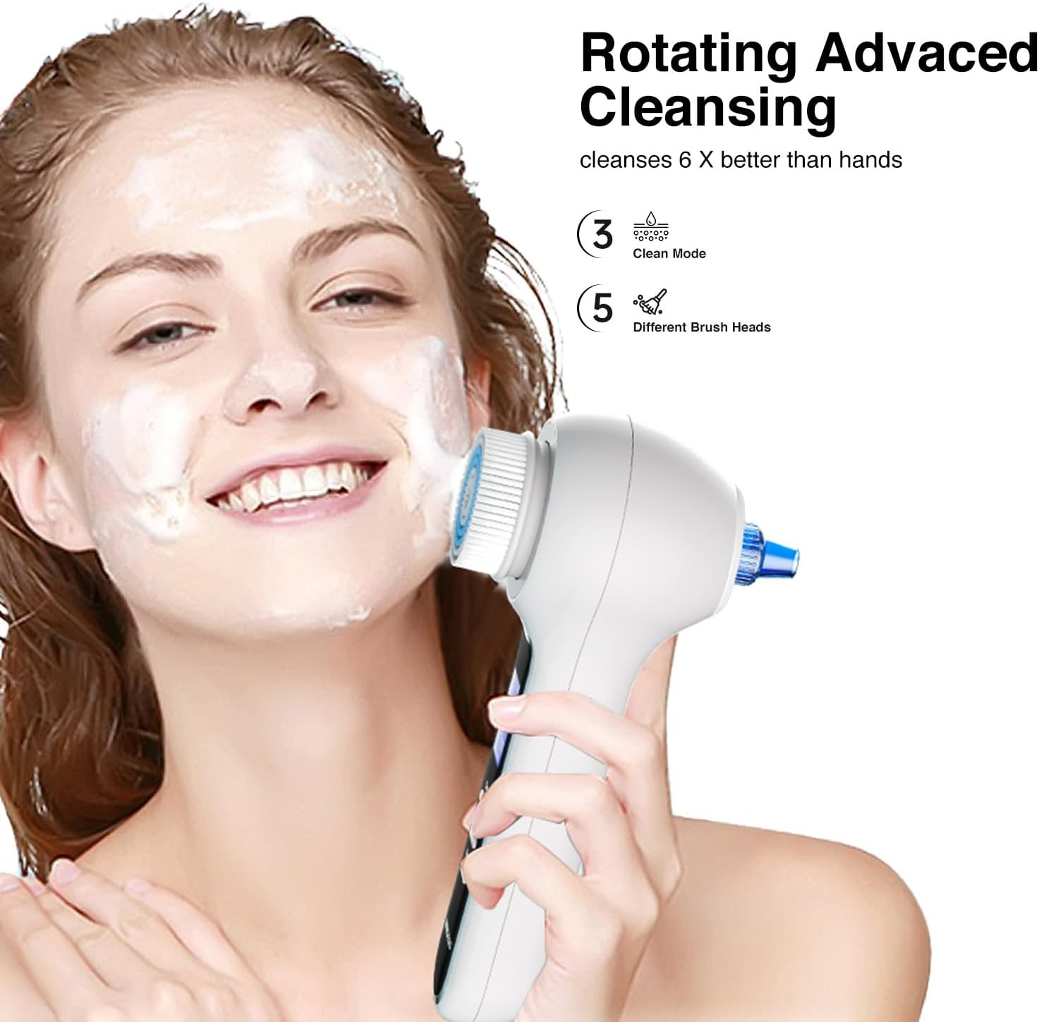 3 in 1 Facial Cleansing Brush & Blackhead Remover, Rechargeable Face Scrubber wi