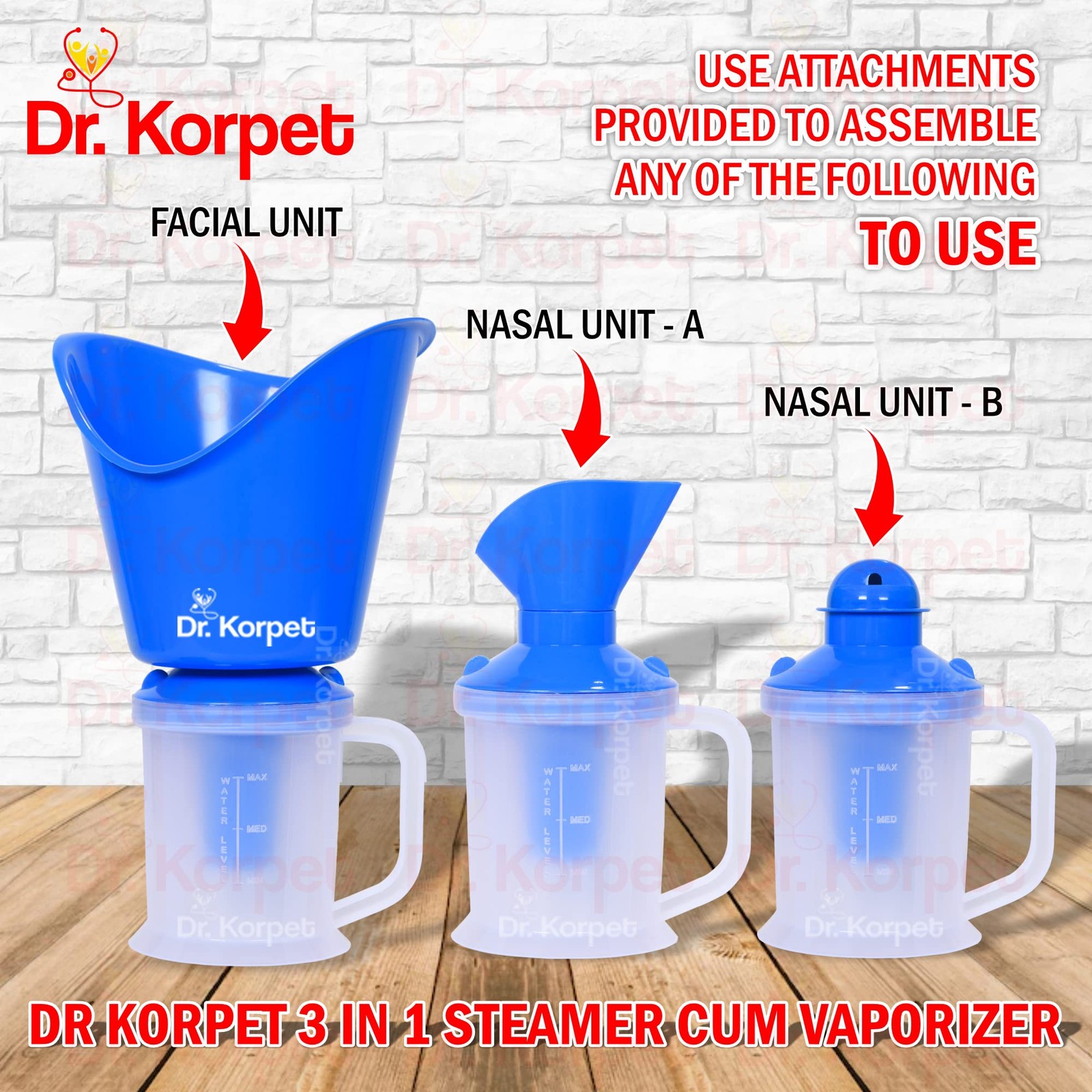 Dr. Korpet 3-in-1 Vaporizer Steamer for Cough, Cold & Facial – Blue