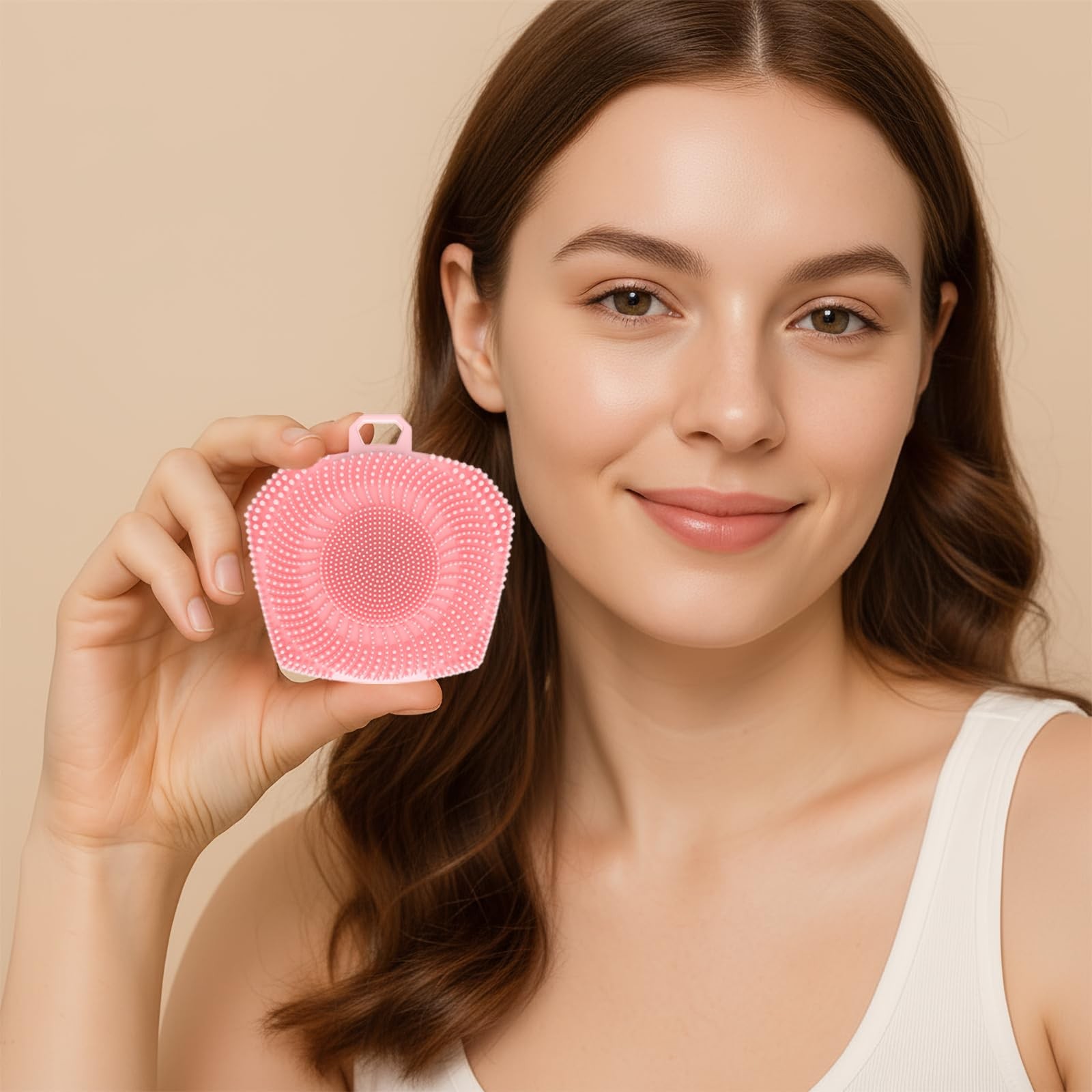 RamPula Face Scrubber, Silicone Exfoliating Brush for Men Cleansing, Pink