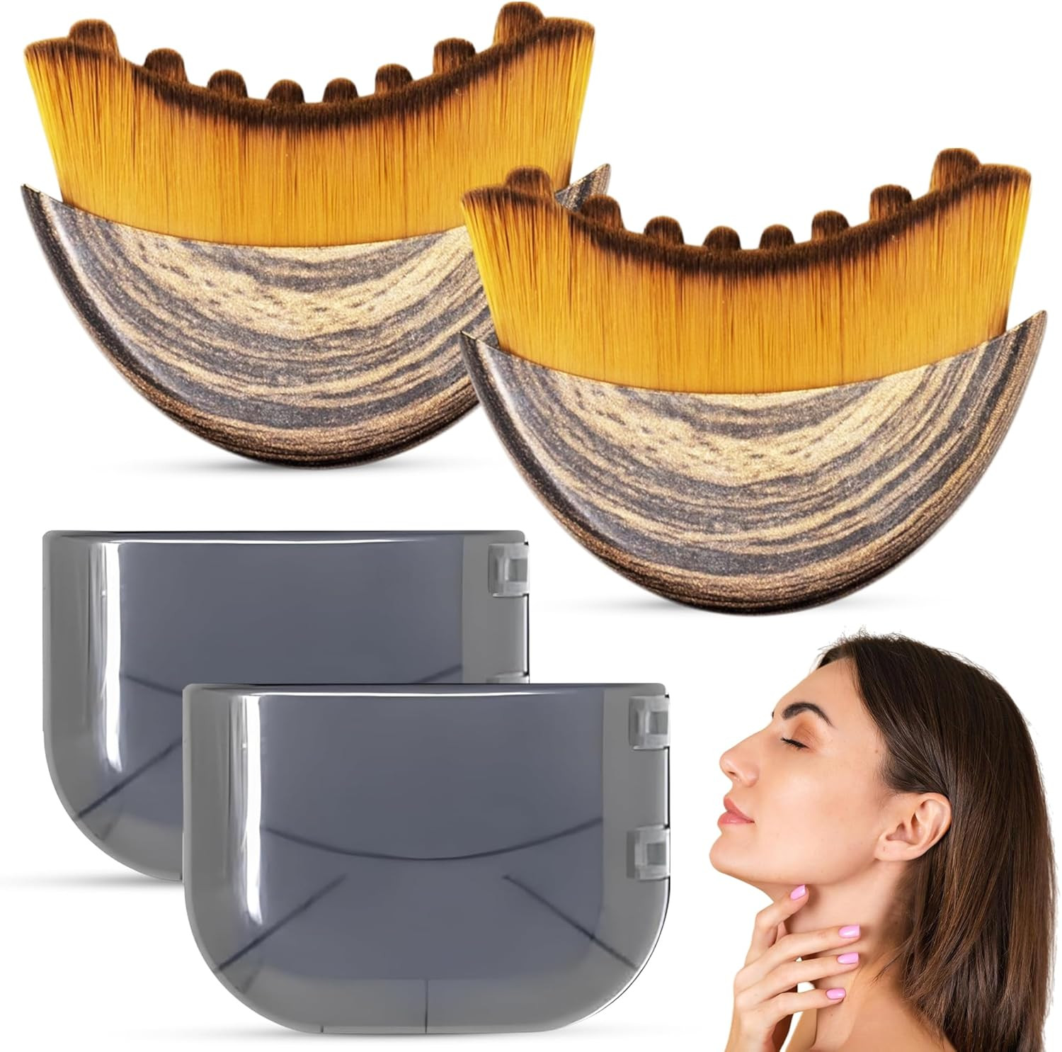 Pack of 2 Lymphatic Contour Face Brush, Lymphatic Drainage Massager, Double Chin