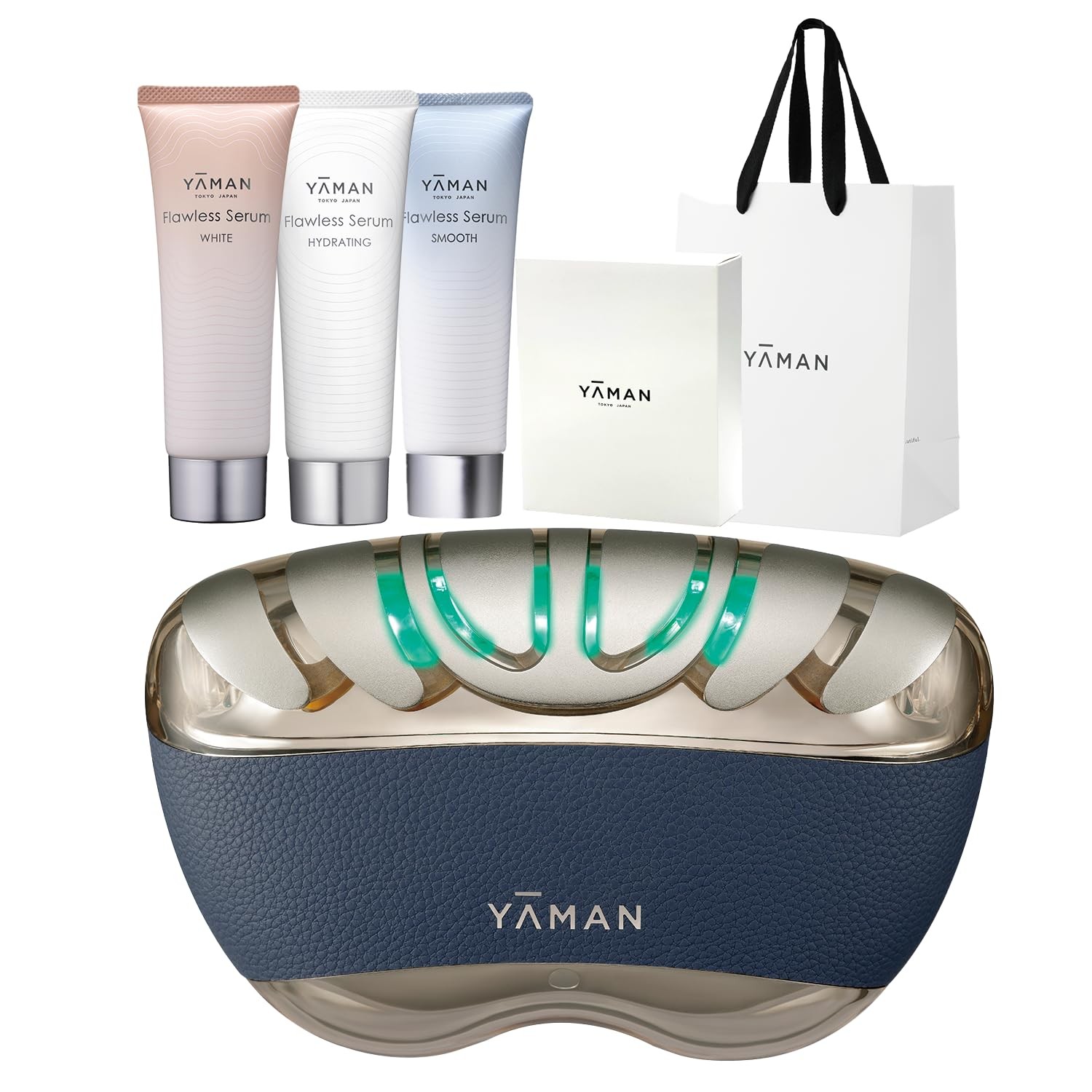 YA-MAN Liftlogy SP EMS Device Navy w/ Flawless Serum 3pcs Set