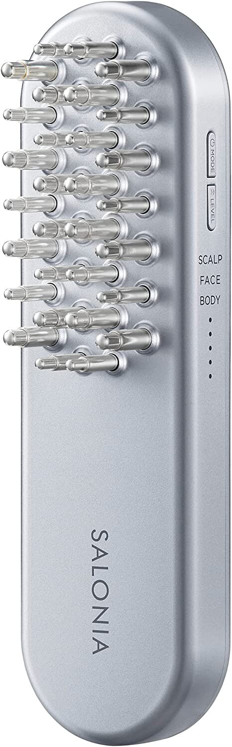 SALONIA EMS Lift Brush Face Care Beauty Esthetic Facial Equipment Scalp Silver