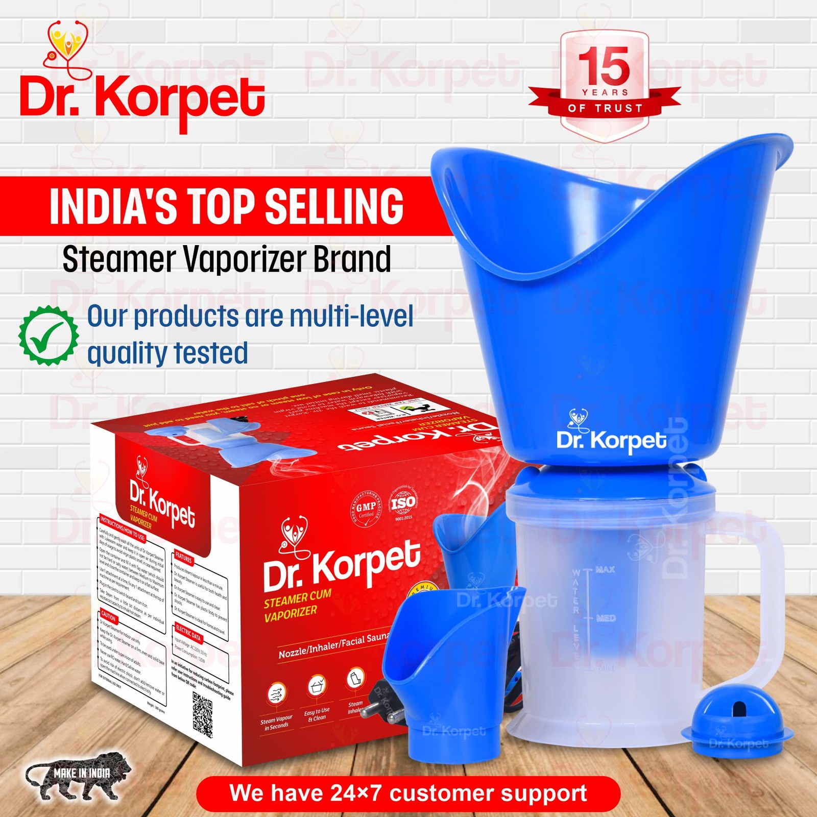 Dr. Korpet 3-in-1 Vaporizer Steamer for Cough, Cold & Facial – Blue