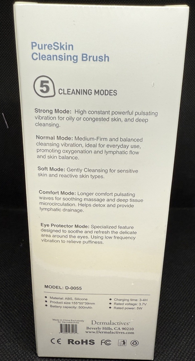 DERMALACTIVES PureSkin + Cleansing Brush Facial Tool Device