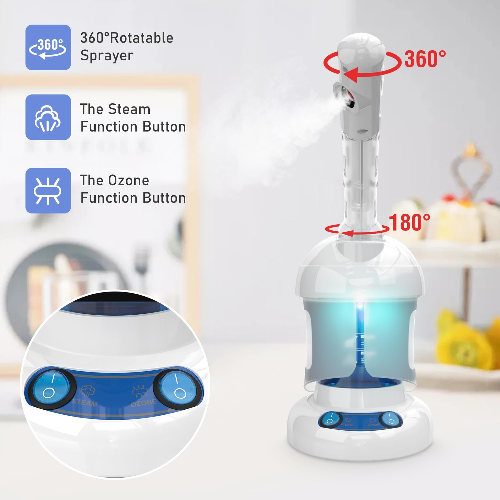Kingsteam Facial Steamer – Ozone Steamer with Extendable Arm – Professional N…