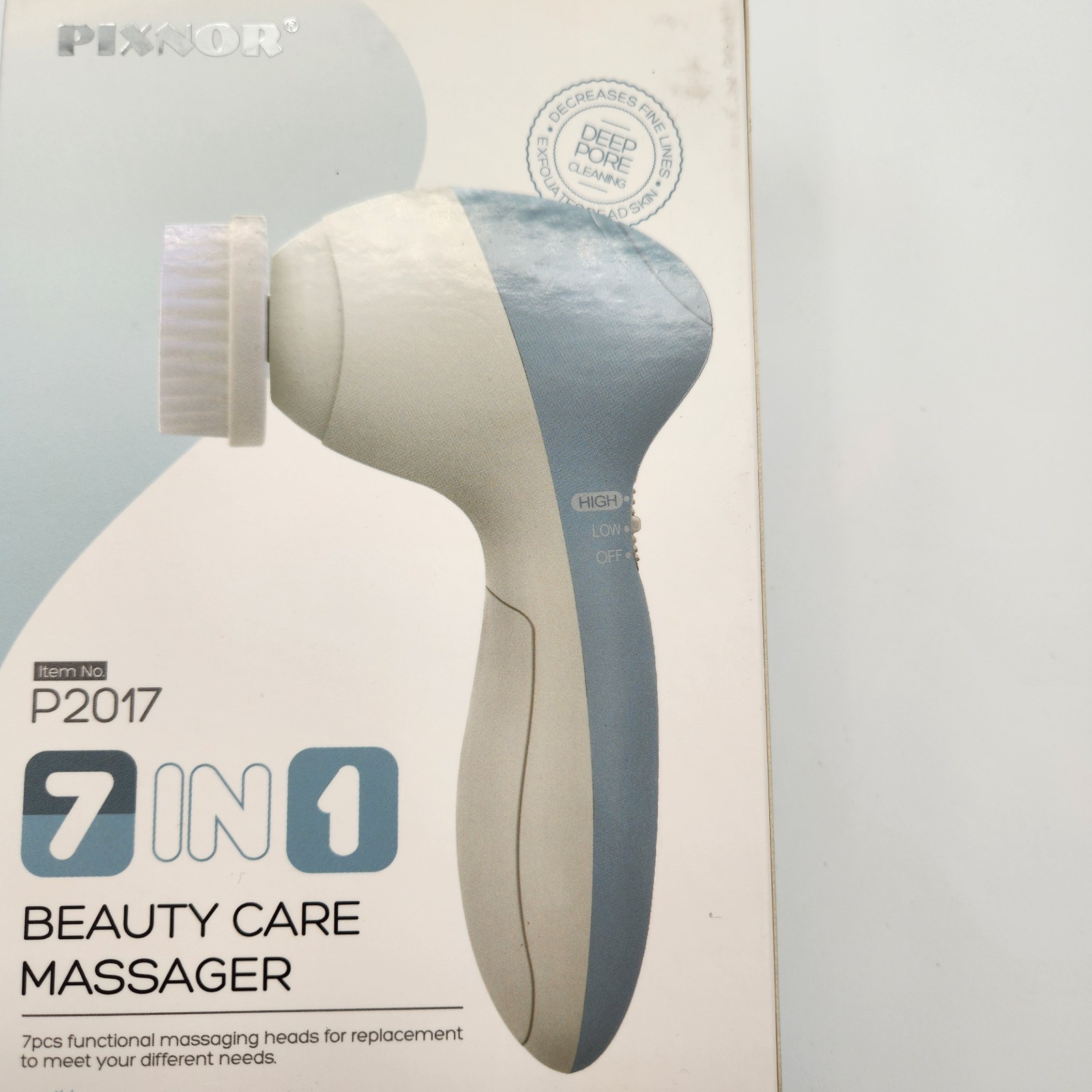 Pixnor Clean Exfoliate Smooth Skin Care P2017 7-in-1 Beauty Care Massager Blue
