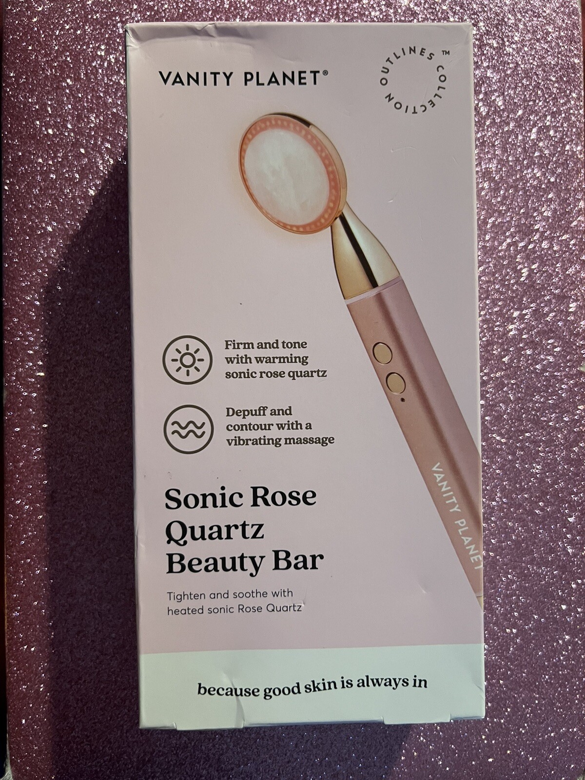 Vanity Planet Sonic Rose Quartz Beauty Bar LED Wand (VNT25024) Brand New