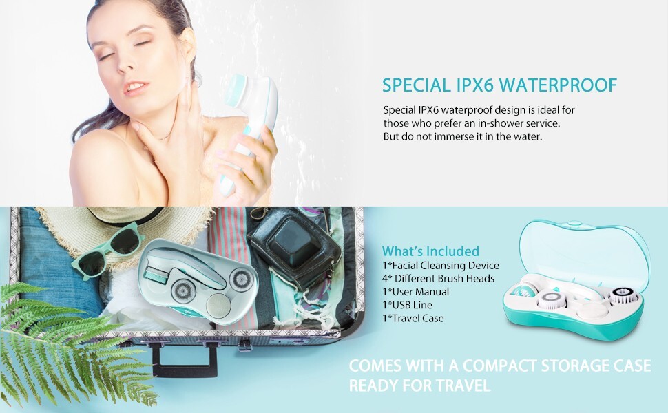 CNAIER AE-8299 facial cleansing brush (4 brush heads and travel case)
