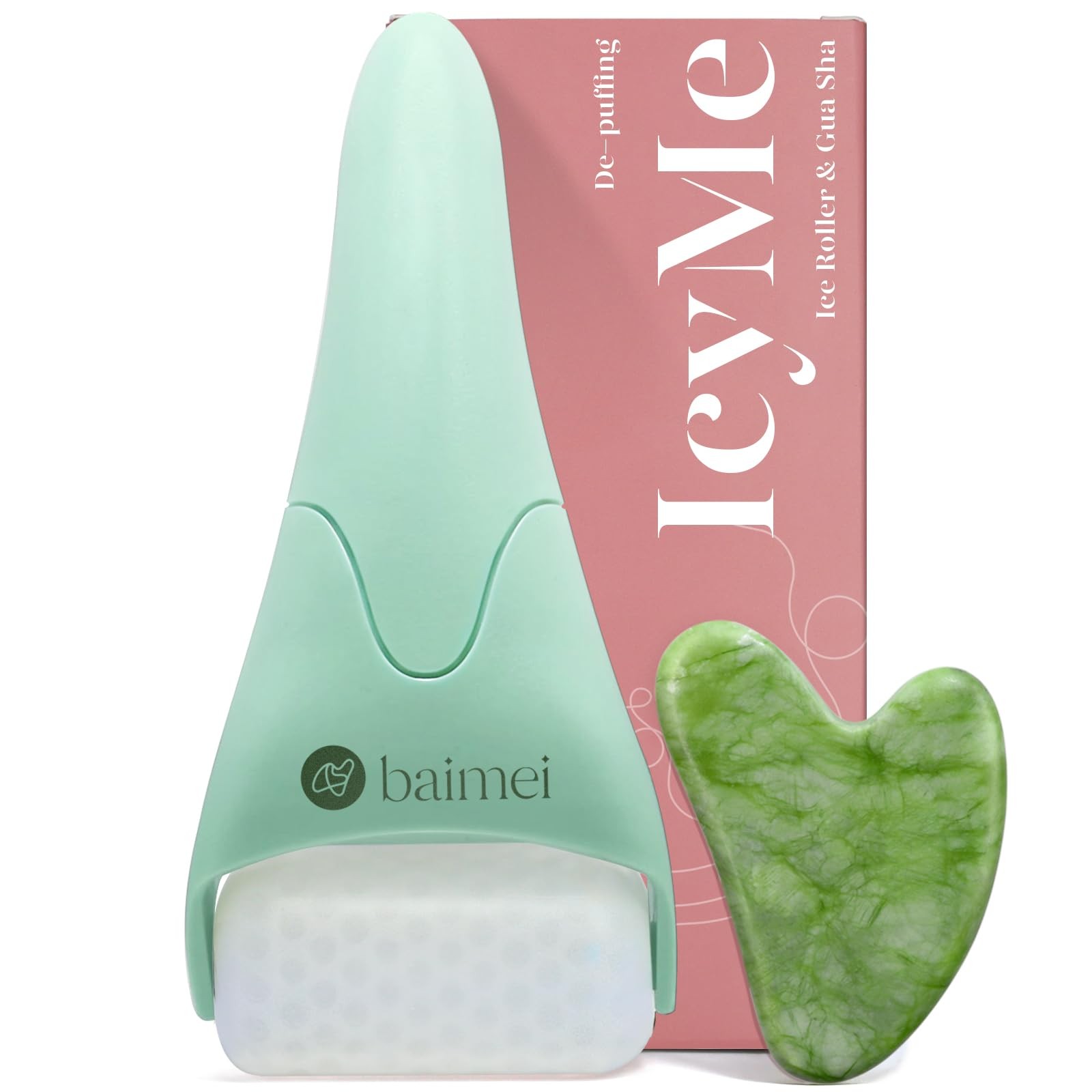 BAIMEI IcyMe Cryotherapy Ice Roller and Gua Sha Facial Tools Dark Green