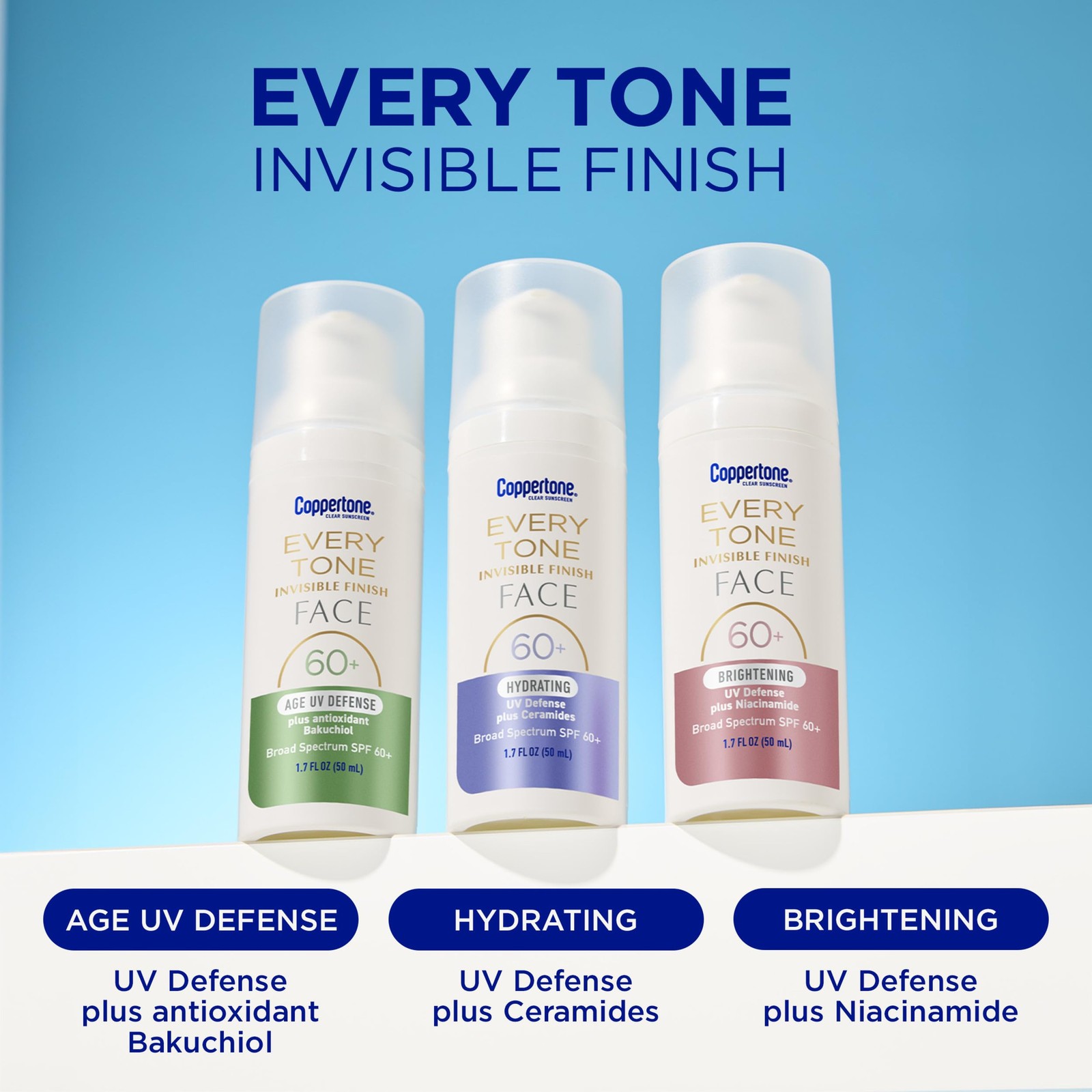 Coppertone Every Tone Invisible Finish Hydrating UV 1 Fl Oz (Pack of 1), N/A