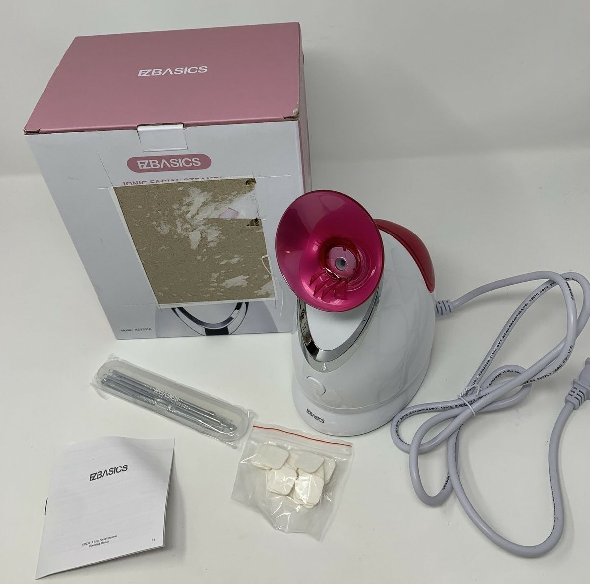 EZBASICS Facial Steamer Nano Ionic Face Steamer with Aromatherapy – Pink