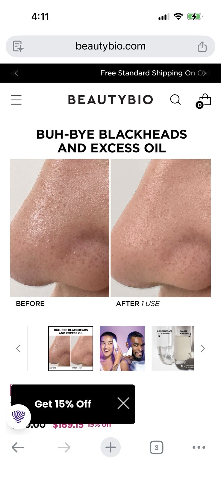 BeautyBio GLOfacial Hydro-Infusion Pore Cleansing Tool w/ Charging Stand & Tips