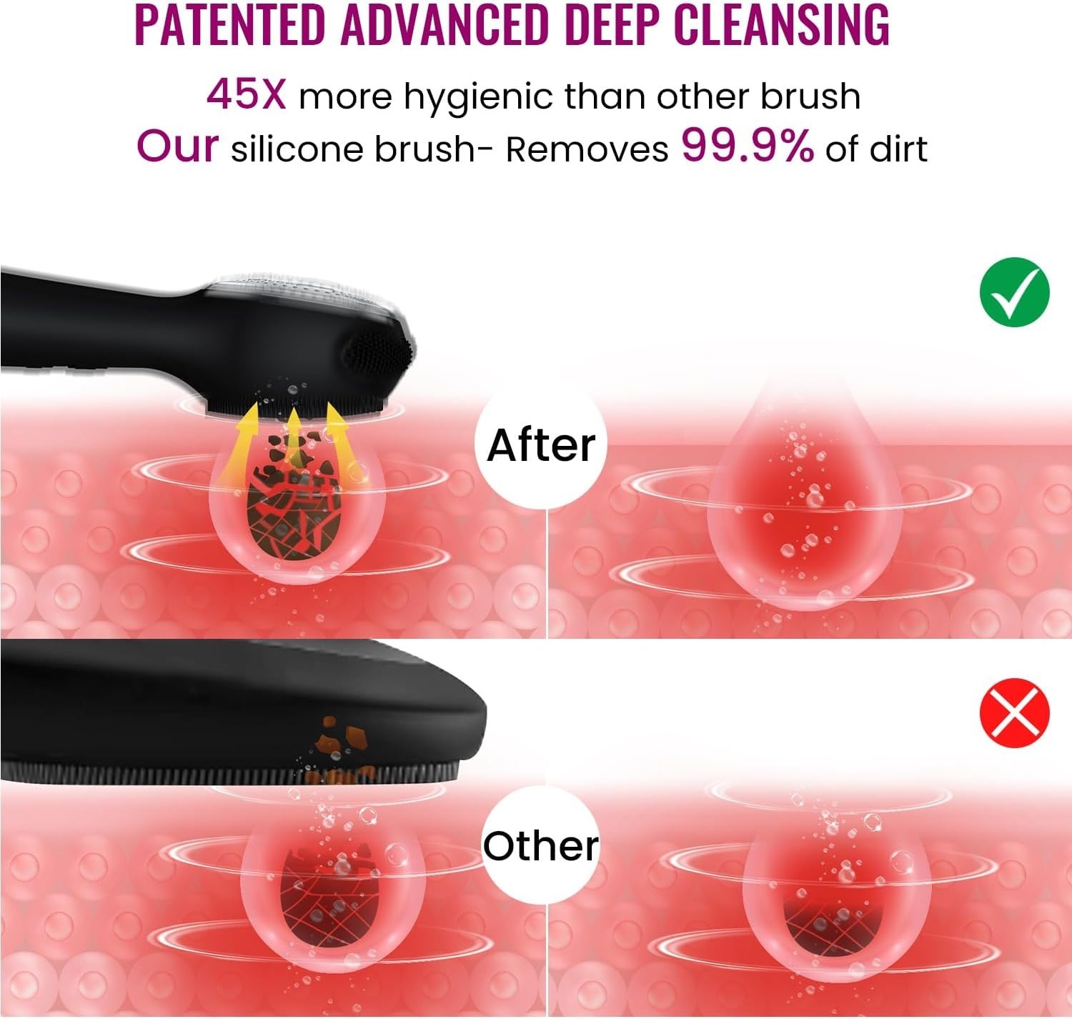 Silicone Face Scrubber Exfoliator Electric for Men Women, Rechargeable Facial Cl