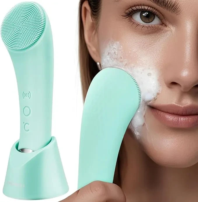 PRITECH Facial Cleansing Brush – Heatable Silicone Face Scrubber & Massager