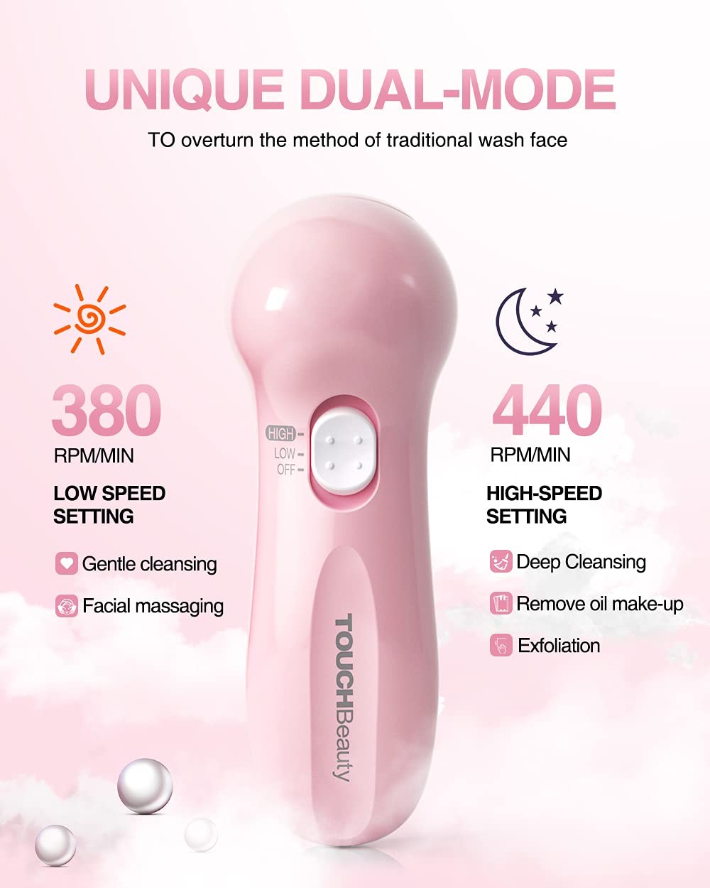 Cleansing Brush for , 3-in-1 Cleanser and Exfoliator Brush with 3 Brush Heads…