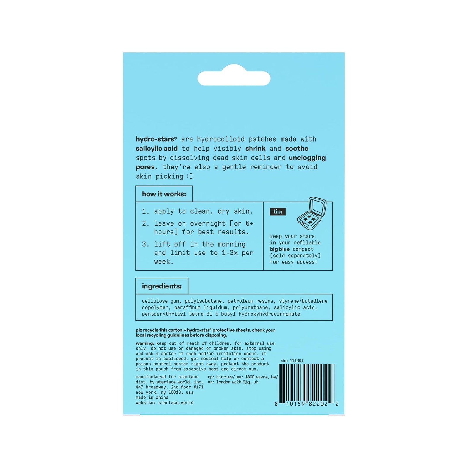 Starface Hydro-Star Hydrocolloid Patches with 36 Count (Pack of 1), Blue